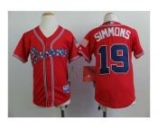 youth mlb jerseys atlanta braves #19 simmons red[2014 new]