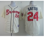 youth mlb jerseys atlanta braves #24 gattis cream