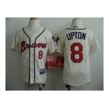 youth mlb jerseys atlanta braves #8 upton cream