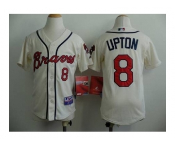 youth mlb jerseys atlanta braves #8 upton cream