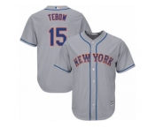 Youth Majestic New York Mets #15 Tim Tebow Authentic Grey Road Cool Base MLB Jersey