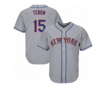 Youth Majestic New York Mets #15 Tim Tebow Authentic Grey Road Cool Base MLB Jersey