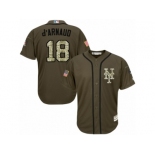 Youth Majestic New York Mets #18 Travis d'Arnaud Replica Green Salute to Service MLB Jersey