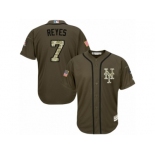 Youth Majestic New York Mets #7 Jose Reyes Replica Green Salute to Service MLB Jersey