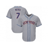 Youth Majestic New York Mets #7 Jose Reyes Replica Grey Road Cool Base MLB Jersey