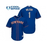 Youth New York Mets #1 Mookie Wilson Blue(Grey NO.) Cool Base Stitched MLB Jersey