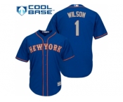 Youth New York Mets #1 Mookie Wilson Blue(Grey NO.) Cool Base Stitched MLB Jersey