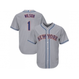 Youth New York Mets #1 Mookie Wilson Grey Cool Base Stitched MLB Jersey