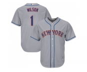 Youth New York Mets #1 Mookie Wilson Grey Cool Base Stitched MLB Jersey