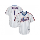 Youth New York Mets #1 Mookie Wilson White(Blue Strip) Alternate Cool Base Stitched MLB Jersey