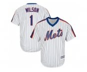 Youth New York Mets #1 Mookie Wilson White(Blue Strip) Alternate Cool Base Stitched MLB Jersey