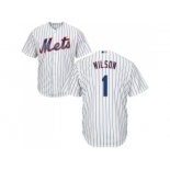 Youth New York Mets #1 Mookie Wilson White(Blue Strip) Cool Base Stitched MLB Jersey