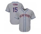 Youth New York Mets #15 Tim Tebow Grey Road Cool Base StitchedMLB Jersey