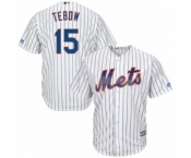 Youth New York Mets #15 Tim Tebow Majestic White Home Cool Base Player Jersey