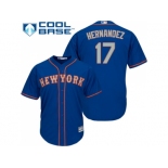 Youth New York Mets #17 Keith Hernandez Blue(Grey NO.) Cool Base Stitched MLB Jersey