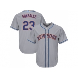 Youth New York Mets #23 Adrian Gonzalez Grey Cool Base Stitched MLB Jersey