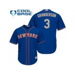 Youth New York Mets #3 Curtis Granderson Blue(Grey NO.) Cool Base Stitched MLB Jersey