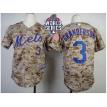 Youth New York Mets #3 Curtis Granderson Camo Alternate Cool Base W 2015 World Series Patch Stitched MLB Jersey