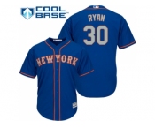 Youth New York Mets #30 Nolan Ryan Blue(Grey NO.) Cool Base Stitched MLB Jersey