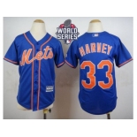 Youth New York Mets #33 Matt Harvey Blue Alternate Home Cool W 2015 World Series Patch Stitched MLB Jersey