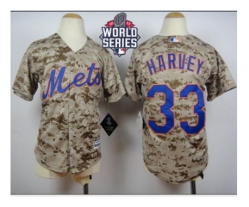 Youth New York Mets #33 Matt Harvey Camo Alternate Cool Base W 2015 World Series Patch Stitched MLB Jersey