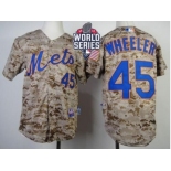 Youth New York Mets #45 Zack Wheeler Camo Alternate Cool Base W 2015 World Series Patch Stitched MLB Jersey