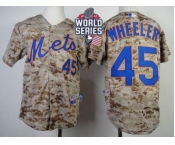 Youth New York Mets #45 Zack Wheeler Camo Alternate Cool Base W 2015 World Series Patch Stitched MLB Jersey