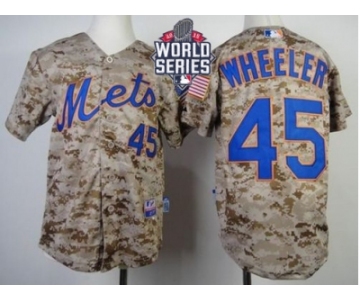 Youth New York Mets #45 Zack Wheeler Camo Alternate Cool Base W 2015 World Series Patch Stitched MLB Jersey