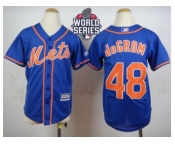 Youth New York Mets #48 Jacob DeGrom Blue Alternate Home Cool Base W 2015 World Series Patch Stitched MLB Jersey