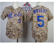 Youth New York Mets #5 David Wright Camo Alternate Cool Base W 2015 World Series Patch Stitched MLB Jersey