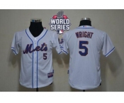 Youth New York Mets #5 David Wright White Cool Base W 2015 World Series Patch Stitched MLB Jersey