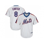 Youth New York Mets #8 Gary Carter White(Blue Strip) Alternate Cool Base Stitched MLB Jersey