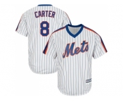 Youth New York Mets #8 Gary Carter White(Blue Strip) Alternate Cool Base Stitched MLB Jersey