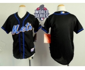 Youth New York Mets Blank Black Cool Base W 2015 World Series Patch Stitched MLB Jersey