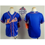 Youth New York Mets Blank Blue Alternate Home Cool Base W 2015 World Series Patch Stitched MLB Jersey