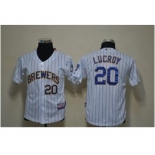 youth mlb jerseys milwaukee brewers #20 lucroy white(blue strip)