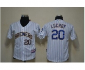 youth mlb jerseys milwaukee brewers #20 lucroy white(blue strip)