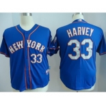 youth mlb jerseys new york mets #33 harvey blue[number grey]