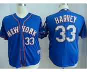 youth mlb jerseys new york mets #33 harvey blue[number grey]