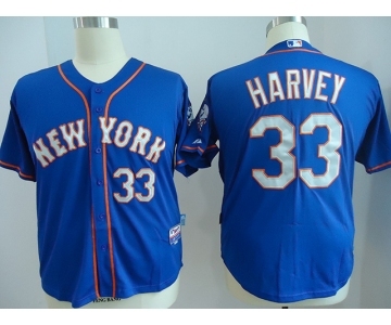 youth mlb jerseys new york mets #33 harvey blue[number grey]