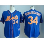 youth mlb jerseys new york mets #34 syndergaard blue[number orange][syndergaard]