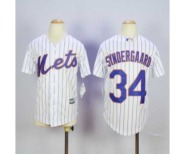 youth mlb jerseys new york mets #34 syndergaard white(blue strip)[syndergaard]