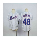 youth mlb jerseys new york mets #48 degrom white(blue strip)