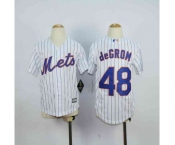 youth mlb jerseys new york mets #48 degrom white(blue strip)