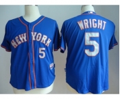 youth mlb jerseys new york mets #5 wright blue[number silver]