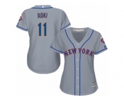 Women Majestic New York Mets #11 Norichika Aoki Authentic Grey Road Cool Base MLB Jersey