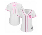 Women Majestic New York Mets #11 Norichika Aoki Replica White Fashion Cool Base MLB Jersey