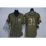 Women Majestic New York Mets #31 Mike Piazza Authentic Green Salute to Service MLB Jersey