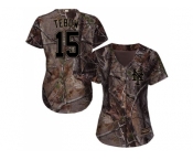 Women New York Mets #15 Tim Tebow Camo Realtree Collection Cool Base Stitched MLB Jersey