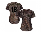 Women New York Mets #18 Darryl Strawberry Camo Realtree Collection Cool Base Stitched MLB Jersey